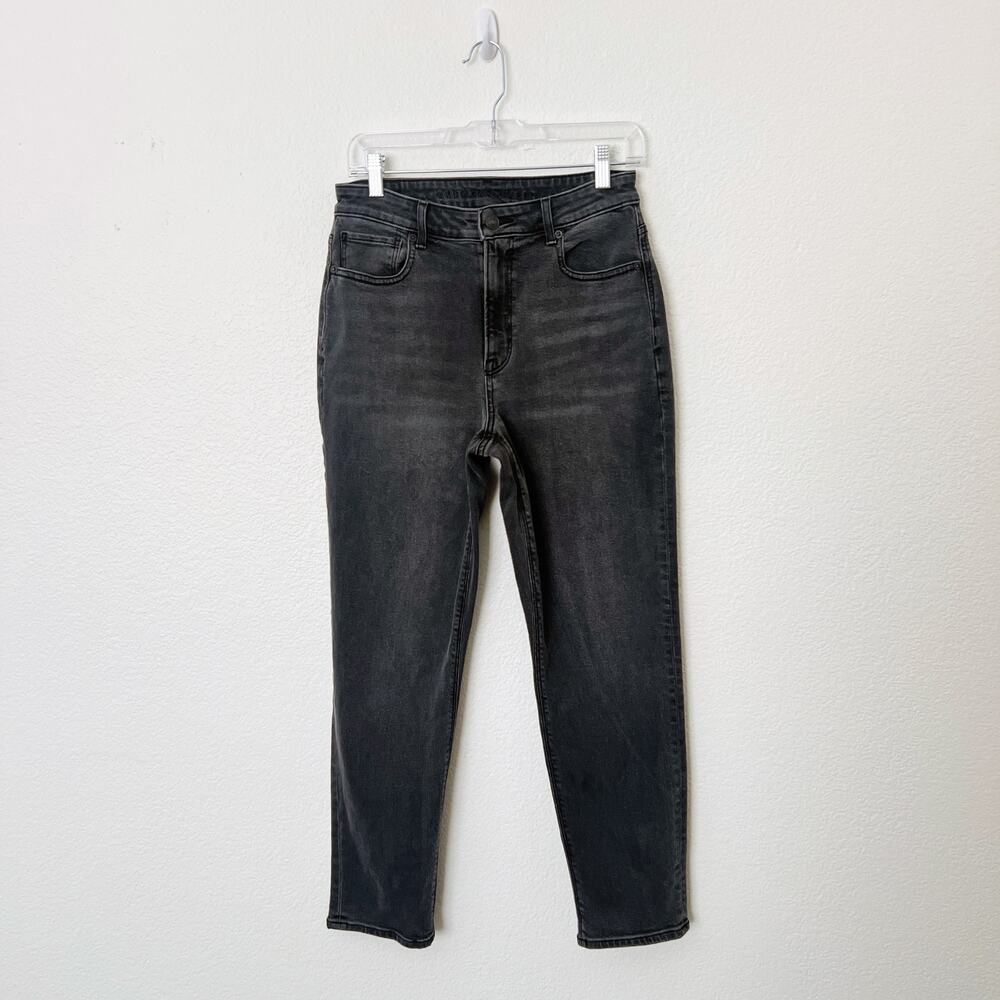 [American Eagle Outfitters] Washed Black High Rise Tapered Stretch Mom Jeans 6